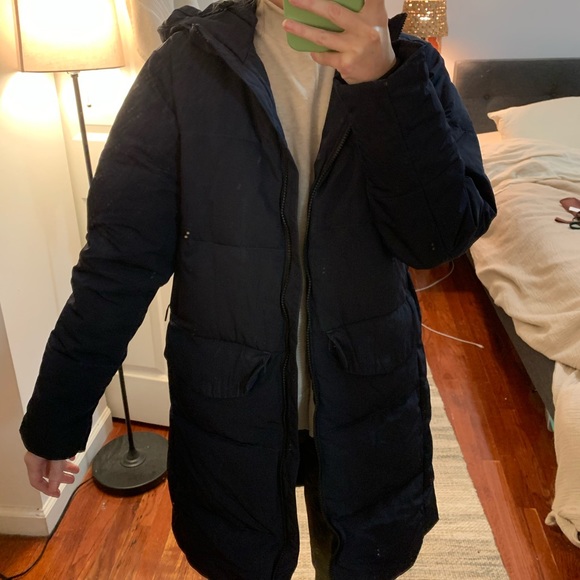 EVERLANE ReNew Long Puffer in Navy XXS - Picture 5 of 8